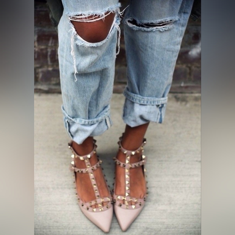 Valentino Rockstud Caged Flats Nude Patent Leather Sz 39 8.5/9 - Picture 2 of 8